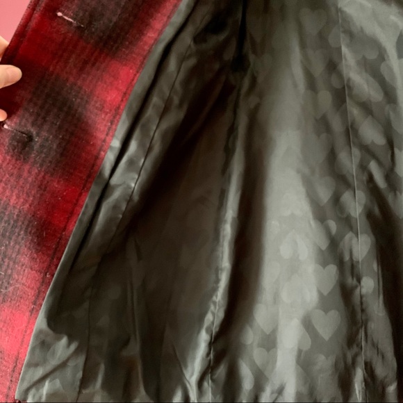 Jacob Red Plaid Wool Belted Peacoat, size 7 - Picture 4 of 6